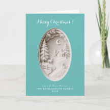 Modern 3D-papierknipwerk turkooisblauw Kerstmis