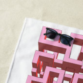 Modern 3D Pink Maze Beach Towel Strandlaken (In situ)