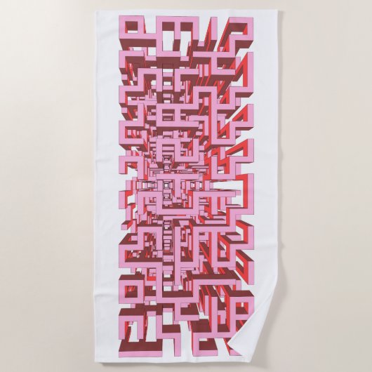 Modern 3D Pink Maze Beach Towel Strandlaken (Voorkant)