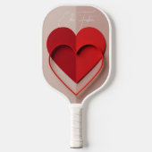 Modern 3D Red Heart Personalized Name Pickleball Paddle (Voorkant)