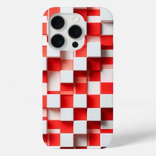 Modern 3D Red & White Geometric Cube Case Abstract (Achterkant)