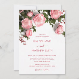 Modern 3D Roses Wildflowers Wedding Kaart