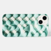 Modern 3D Teal and White Geometric Phone Case  (Achterkant (horizontaal))