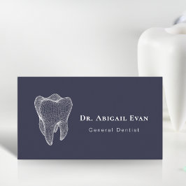 Modern 3D Tooth Professional Navy Blue Dentist Visitekaartje