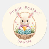 Modern 3D Yarn Art Easter Bunny Personalized Stick Ronde Sticker (Voorkant)