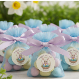 Modern 3D Yarn Art Easter Bunny Personalized Stick Ronde Sticker