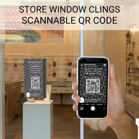 Modern 3D zwart logo van bedrijfsadviseur QR-code Raamsticker