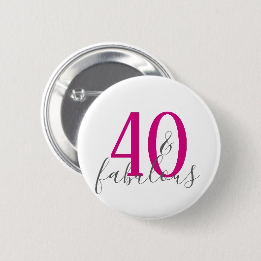 Modern 40 en Fabulous Birthday Party Button (Voorkant /achterkant)