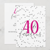 Modern 40 en Fabulous Birthday Party Kaart (Voorkant / Achterkant)