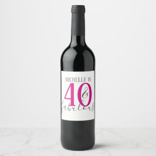 Modern 40 en Fabulous Birthday Party Wine Labels Wijn Etiket