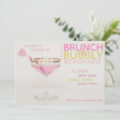 Modern 40e BRUNCH BUBBLY Cocktails ROZE GOUD Kaart (Staand voorkant)