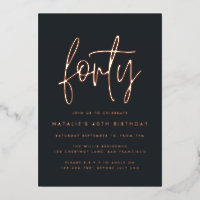 Modern 40e verjaardag stijlvol elegant script