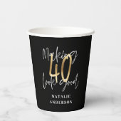 modern 40e verjaardag , zwart en goud papieren bekers (Achterkant)