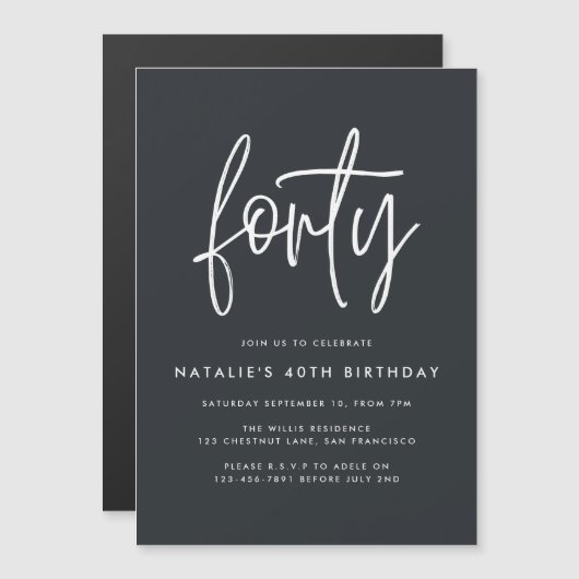 Modern 40ste verjaardag eenvoudig stijlvol script (Voorkant / Achterkant)