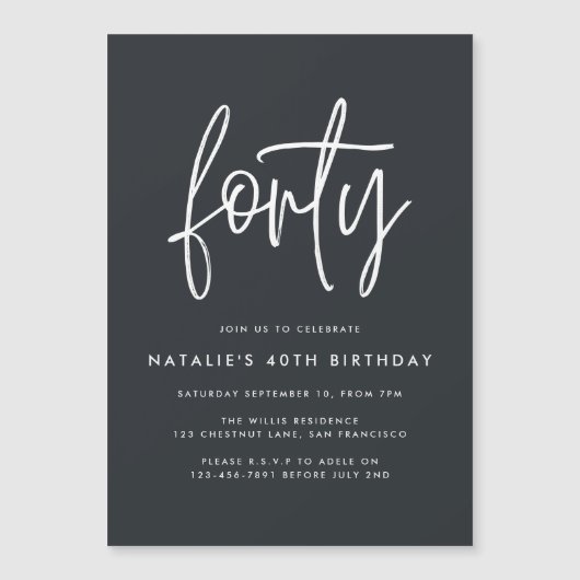 Modern 40ste verjaardag eenvoudig stijlvol script (Voorkant)