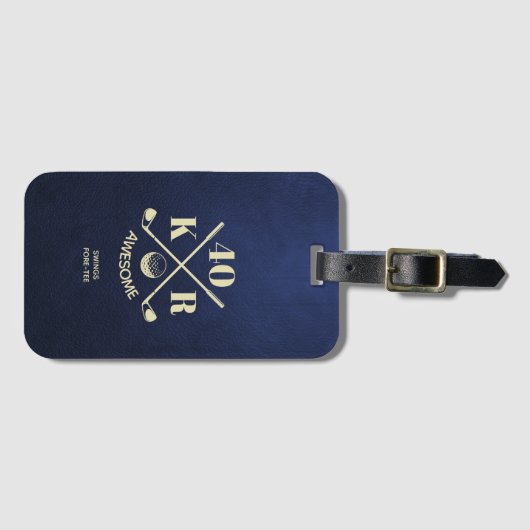 Modern 40th 50th Birthday Vaderdag Golf Pap Bagagelabel (Voorkant (horizontaal))