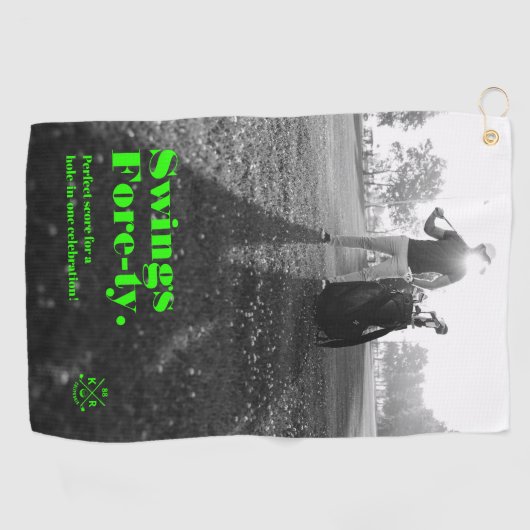 Modern 40th 50th Birthday Vaderdag Golf Pap Golfhanddoek (Horizontaal)