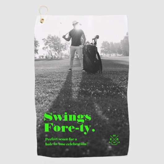 Modern 40th 50th Birthday Vaderdag Golf Pap Golfhanddoek (Voorkant)