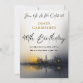 Modern 40th Birthday Party Black with Gold Kaart (Voorkant)