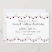 Modern 40th Ruby Wedding Jubileum Uitnodiging (Voorkant)