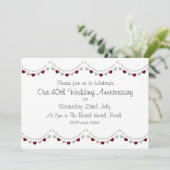 Modern 40th Ruby Wedding Jubileum Uitnodiging (Staand voorkant)