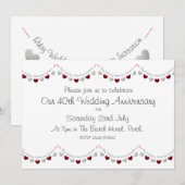 Modern 40th Ruby Wedding Jubileum Uitnodiging (Voorkant / Achterkant)