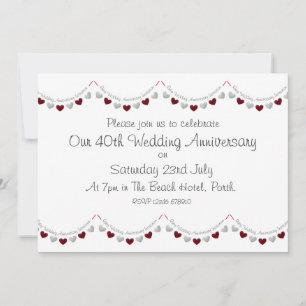 Modern 40th Ruby Wedding Jubileum Uitnodiging