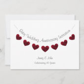 Modern 40th Ruby Wedding Jubileum Uitnodiging (Achterkant)