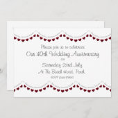 Modern 40th Ruby Wedding Jubileum Uitnodiging (Voorkant / Achterkant)