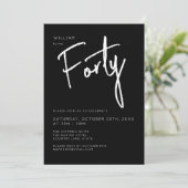 Modern 40th Thirty Thirtieth Zwart verjaardagsfees Kaart (Staand voorkant)