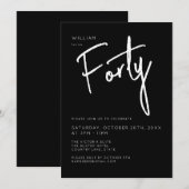 Modern 40th Thirty Thirtieth Zwart verjaardagsfees Kaart (Voorkant / Achterkant)
