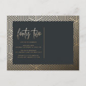 Modern 42e verjaardag Zwart gouden elegant script Uitnodiging Briefkaart (Achterkant)