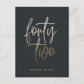 Modern 42e verjaardag Zwart gouden elegant script Uitnodiging Briefkaart (Voorkant)