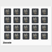 Modern 42e verjaardag Zwart gouden elegant script Vierkante Sticker (Vel)