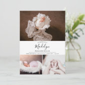 Modern 4 Aangepaste foto Baby geboorte Aankondiging (Staand voorkant)