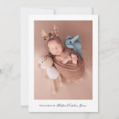 Modern 4 Aangepaste foto Baby geboorte Aankondiging (Achterkant)