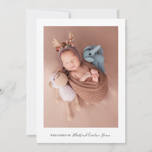Modern 4 Aangepaste foto Baby geboorte Aankondiging (Achterkant)