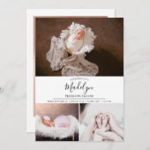 Modern 4 Aangepaste foto Baby geboorte Aankondiging (Voorkant / Achterkant)