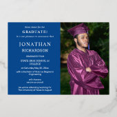 Modern 4 Aankondiging Afstuderen Foto Folie Blauw (Achterkant)