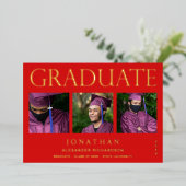 Modern 4 Aankondiging Afstuderen Foto Folie Rood (Staand Voorkant)