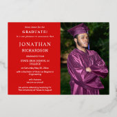 Modern 4 Aankondiging Afstuderen Foto Folie Rood (Achterkant)