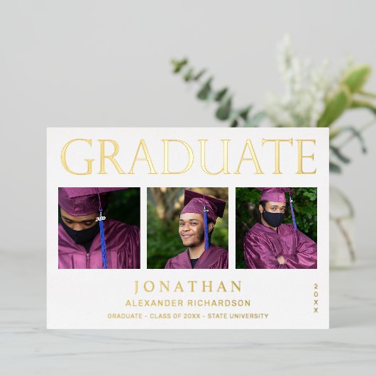 Modern 4 Aankondiging Afstuderen foto Folie White (Staand Voorkant)