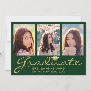 Modern 4 Afstuderen groen voor Photo Collage Scrip Aankondiging