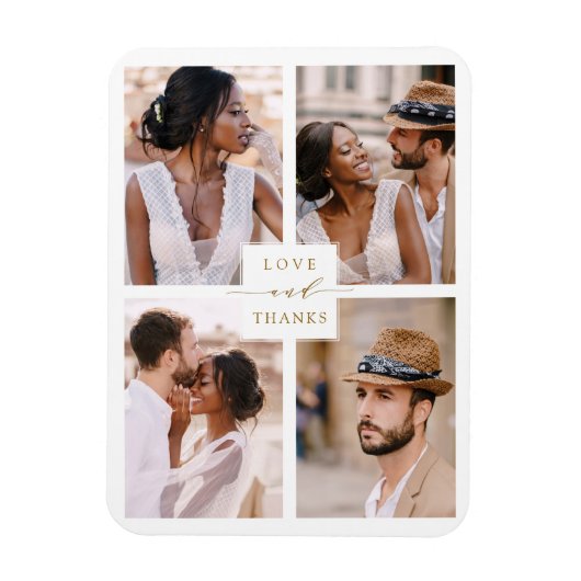 Modern 4 Collage Weddenschap Gold Bedankt Magneet (Verticaal)
