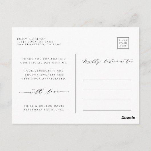 Modern 4 Collage Weddenschap met foto's Hartelijk Briefkaart (Achterkant)