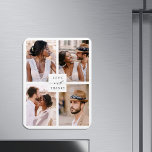 Modern 4 Collage Weddenschap met foto's Hartelijk  Magneet<br><div class="desc">Eenvoudige en moderne bruiloft bedankt je magneet met vier foto's. Deze kaart kan voor een bruiloft, een vrijgezellenfeest, een verloving, een herdenkingsdag of een speciale gebeurtenis worden gebruikt. Voor meer geavanceerde aanpassing van dit ontwerp, te klikken gelieve de Customize Verdere verbinding om de doopvont, de grootte, de kleur, enz. te...</div>