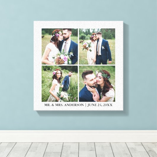 Modern 4 Collage Wedding met foto's Canvas Afdruk (Insitu (Houten vloer))