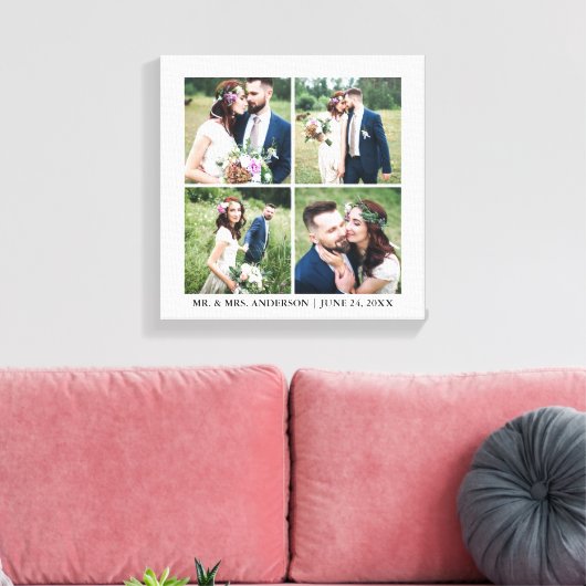 Modern 4 Collage Wedding met foto's Canvas Afdruk (Insitu (Woonkamer))
