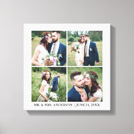 Modern 4 Collage Wedding met foto's Canvas Afdruk