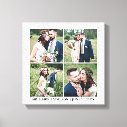 Modern 4 Collage Wedding met foto's Canvas Afdruk (Voorkant)